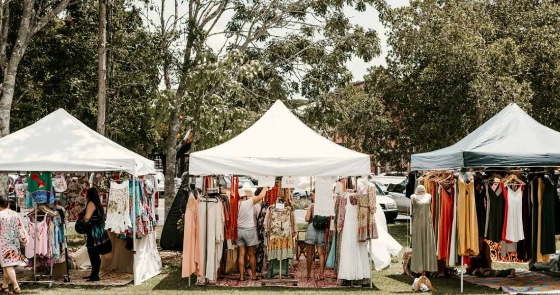 Byron Bay Community Market on a sunny day