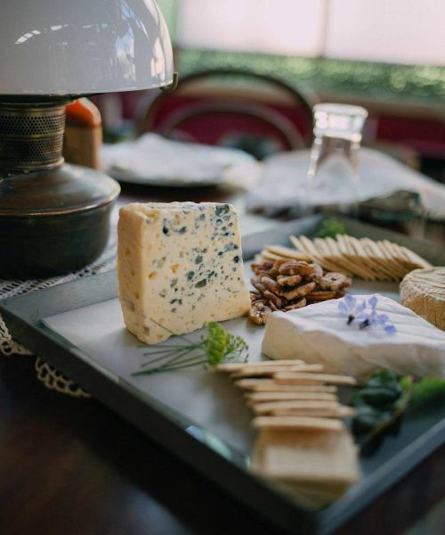 cheese board laid out on a table